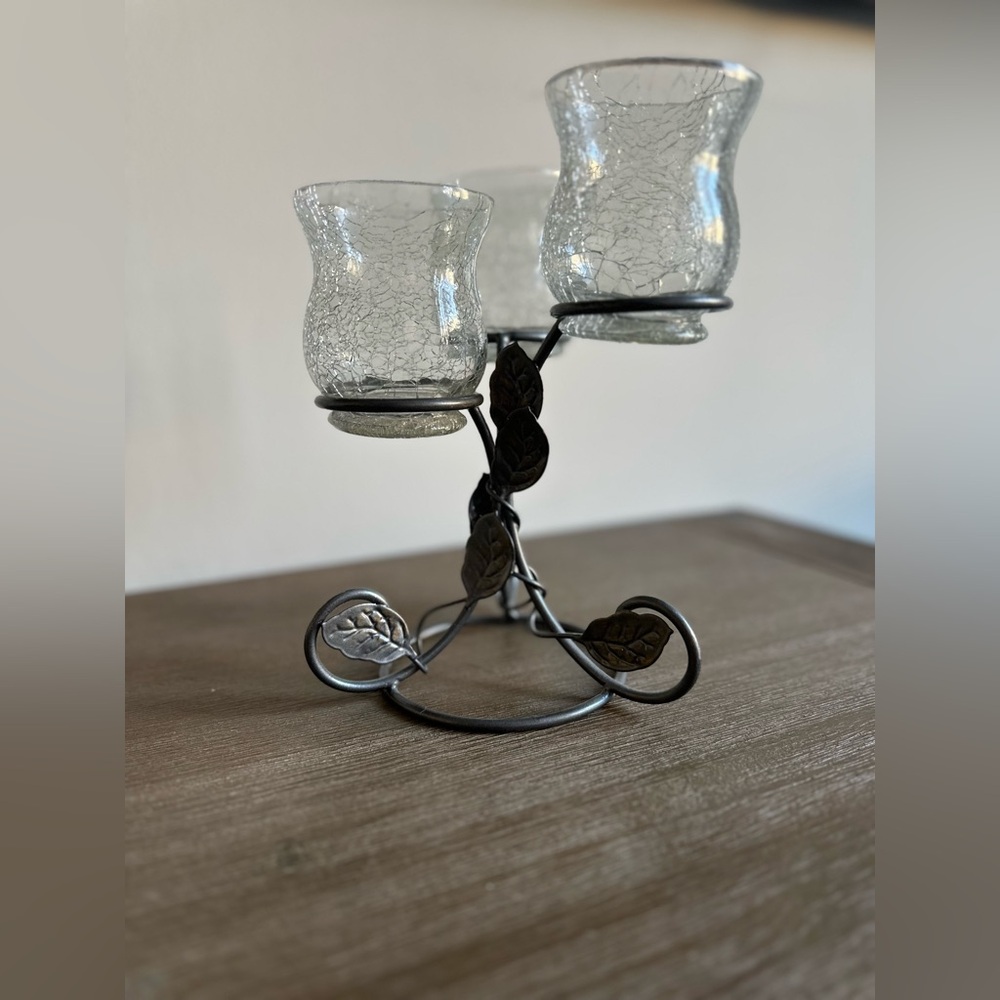 Decorative 3 glass candle holder